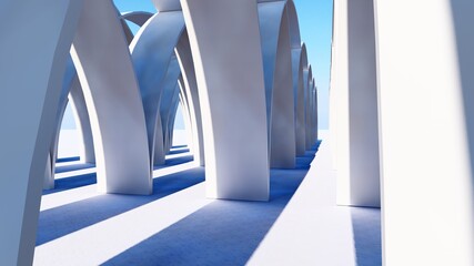 Abstract architecture background arched interior 3d render