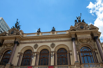 Detail of facade of São Paulo Municipal Theater