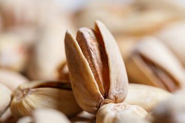 Delicious fried in shell salted pistachio nuts, they are healthy and contain vitamins