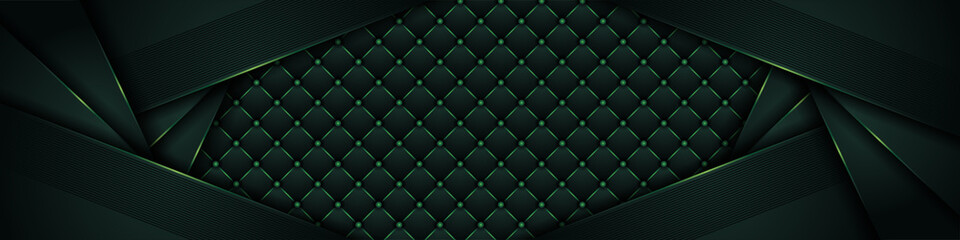 Fototapeta na wymiar Luxury dark green background with backdrop overlap layer . Deep emerald pattern with vintage leather texture premium royal party