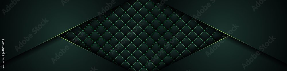 Poster luxury dark green background with backdrop overlap layer . deep emerald pattern with vintage leather