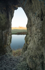 Landscape as seen from inside a cave