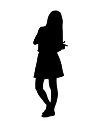 Girl posing silhouette vector illustration isolated on white background