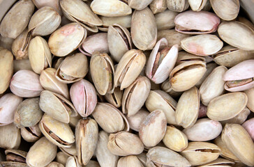 Salted pistachios close up