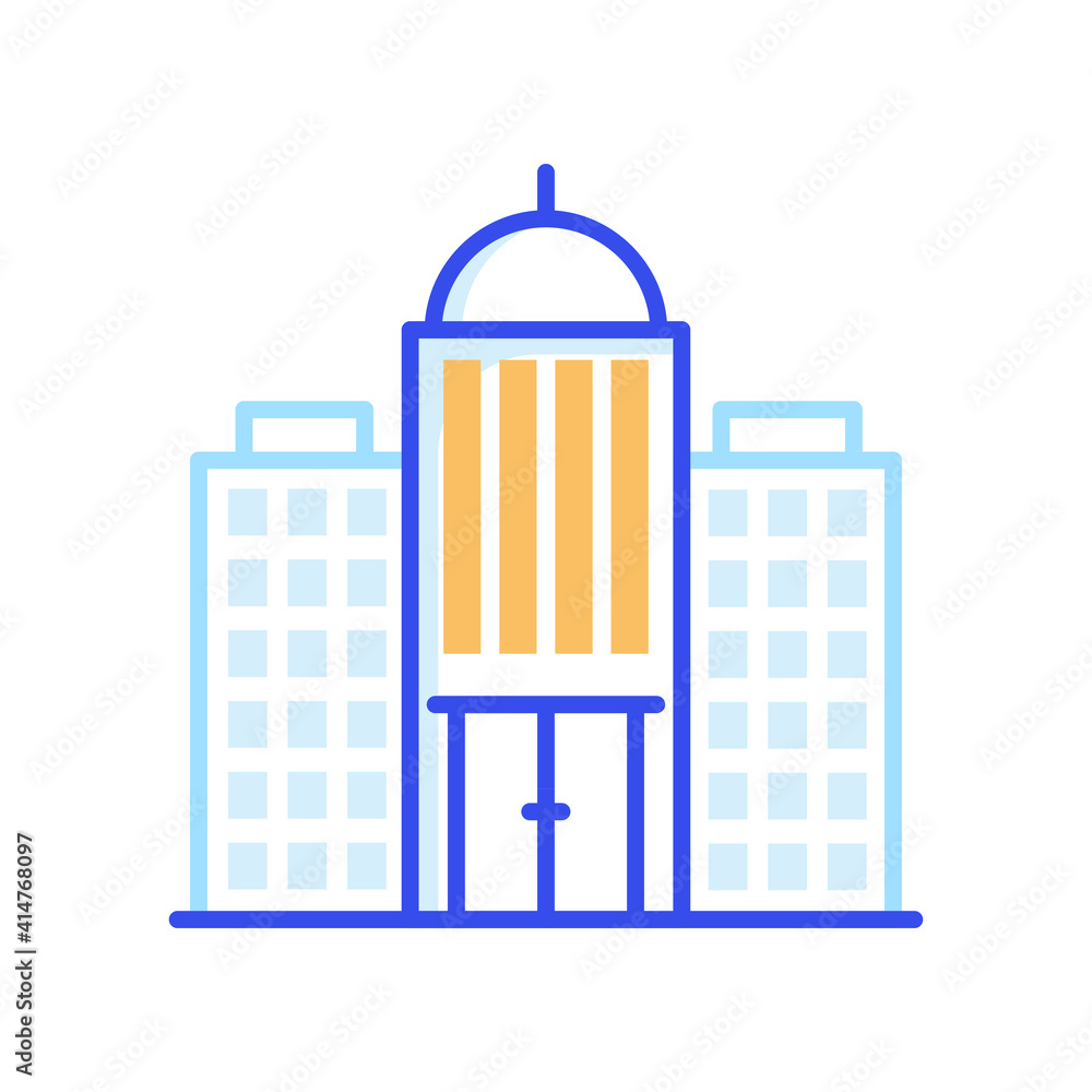 Poster skyscraper vector color line icon style illustration.