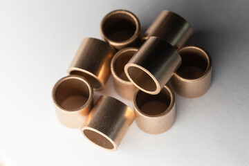 Sleeve bronze bearings group on white background