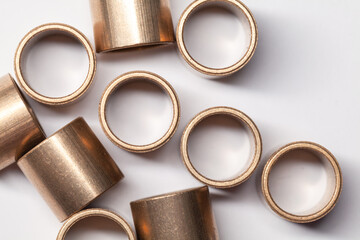 Sleeve bronze bearings on white background