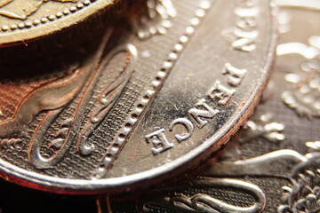 Macro closeup of  coins.