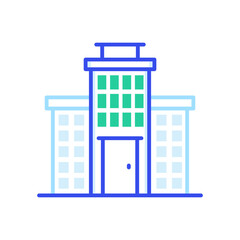Building front Vector color line icon style illustration. 