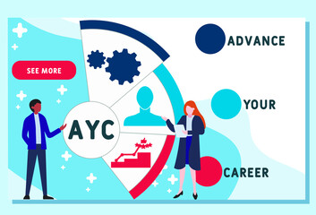Vector website design template . AYC - Advance Your Career acronym. business concept background. illustration for website banner, marketing materials, business presentation