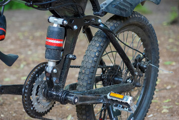 Fototapeta premium the bike is black with dirt stains
