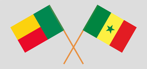 Crossed flags of Benin and Senegal