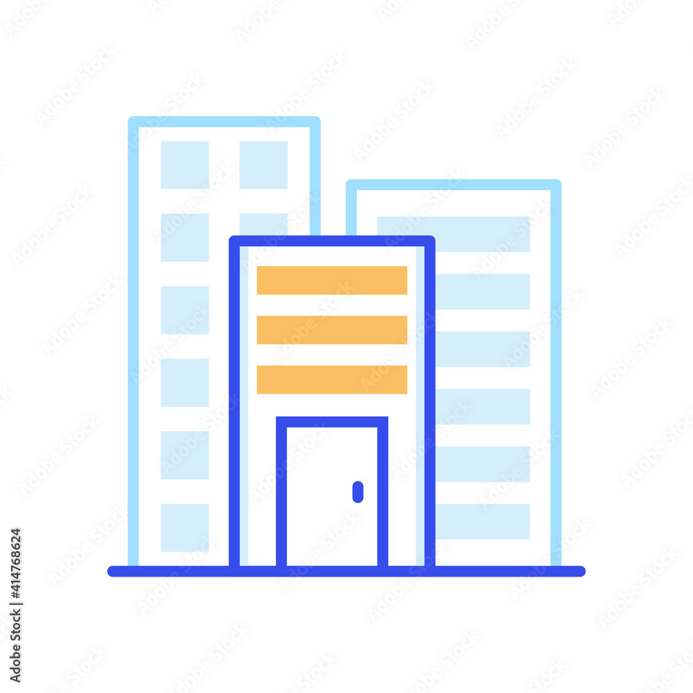 Poster building Vector color line icon style illustration. 
