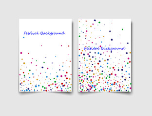 Set of two vector templates with multicolored glitter on a white background.