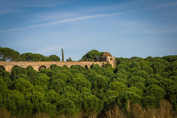 Fototapeta na wymiar Ancient aqueduct of Pegoes, located in Tomar, Portugal