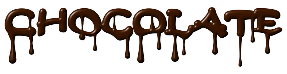 Melting Chocolate Word with Clipping Path Illustration Isolated on White