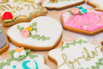 Cookies with heart shape for weddings or valentines day