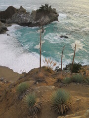 the beautiful view of the bay of the McWay Falls in the Julia Pfeiffer Burns State Park on the Big...