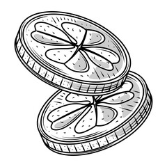 happy st patricks day coins treasure icon sketch isolated