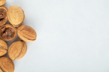 Walnut sweet cookies on a white background