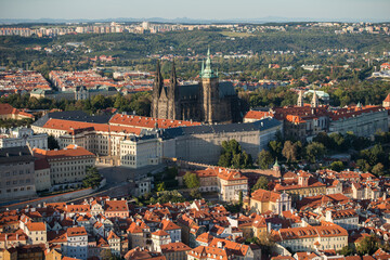 View on St. Vitus Cathedrale and Prague castel under renovation.