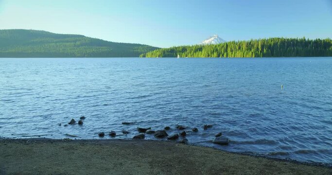 Wide, Timothy Lake Shoreline With Mt. Hood In Distance