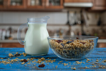 Muesli and milk for the perfect breakfast