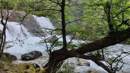 View of waterfall with lagoon