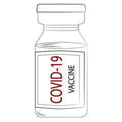 Isolated icon of Covid-19 vaccine ampoule in line. A simple image of medicine bottle with a vaccine against the virus covid-19.