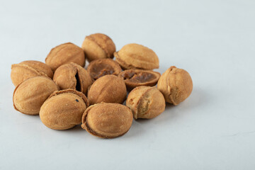 Walnut sweet cookies on a white background