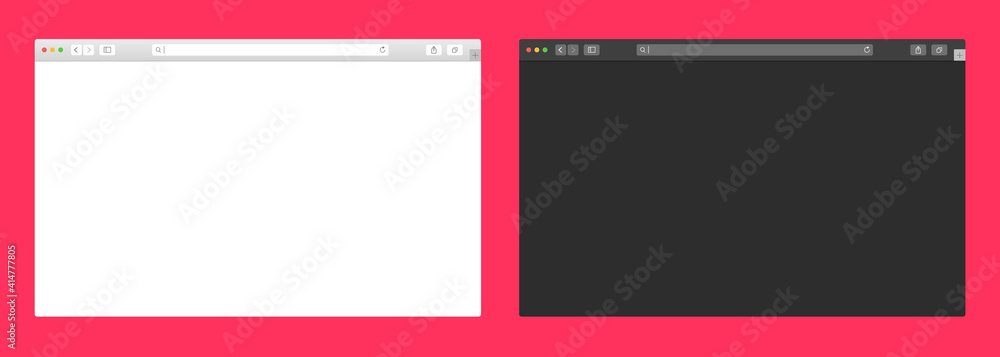 Fototapete empty browser template window on transparent background. blank web page mockup with toolbar. light a