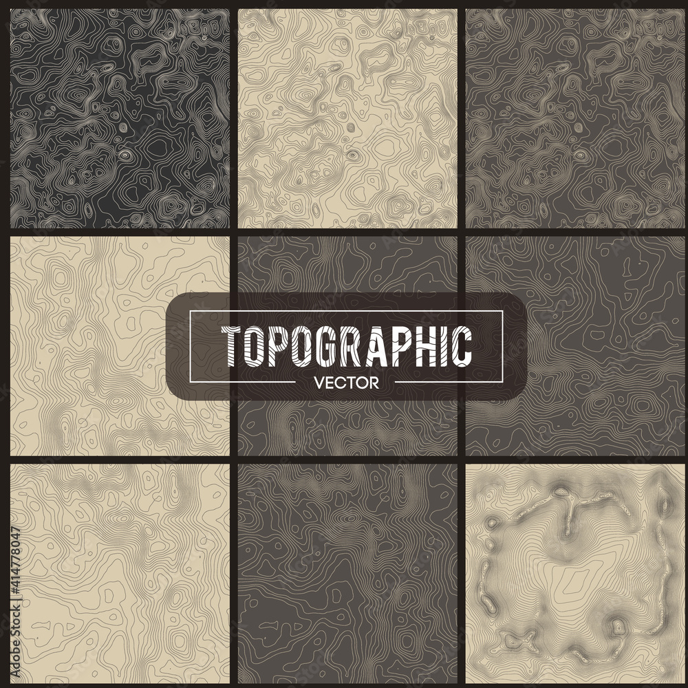 Poster set of topographic map contour backgrounds. topo map with elevation. contour map vector. geographic 
