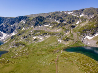 Aerial view of The Seven Rila Lakes, Rila Mountain, Bulgaria