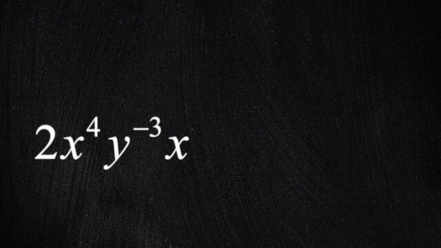 A series of complex math formulas written on a blackboard, in bulk, white characters on a black background.
