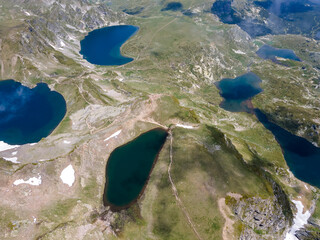 Aerial view of The Seven Rila Lakes, Rila Mountain, Bulgaria