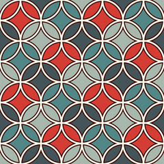 Overlapping circles abstract background. Petals motif. Seamless pattern with classic sacred geometric ornament