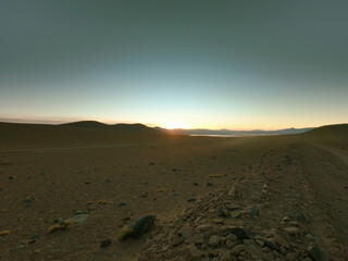 Sunrise in the stone desert of Bolivia near the city of Uyuni. Eduardo Avaroa Andean Fauna National...