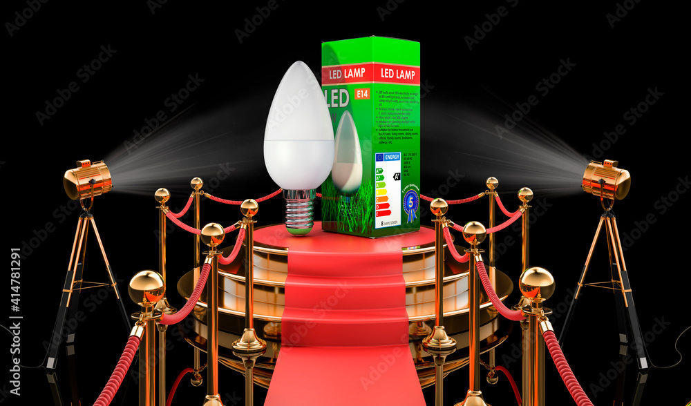 Poster podium with led lamp, 3d rendering