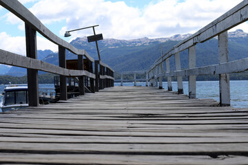 Naklejka premium wooden bridge over the lake