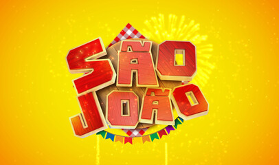 Tradicional festa brasileira, Logo Festa junina ou São João. Tipografia promocional © Alessio
