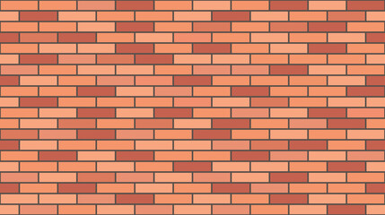 Brick wall texture, seamless pattern. Background for house wall masonry. Red brick. Vector illustration