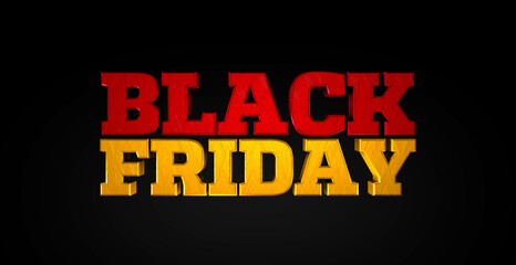 Black Friday logo 3d vermelho e amarelo isolado com textura