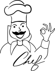 Cook with dish. Without background, isolated, vector illustration for International Chef's Day