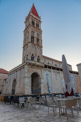 Sunrise view of the cathedral of Saint Lawrence in Trogir, Croatia
