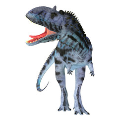 Majungasaurus Dinosaur on White - Majungasaurus was a carnivorous theropod dinosaur that lived in Madagascar during the Cretaceous Period.