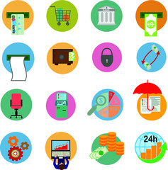 Business people online meeting strategic pictograms set of presentation online conference and teamwork isolated vector illustration