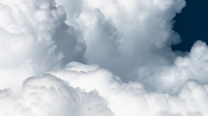 Mountainous Cumulus Clouds Boiling in the Summer Sky