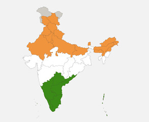 Map of the India in the colors of the flag with administrative divisions blank