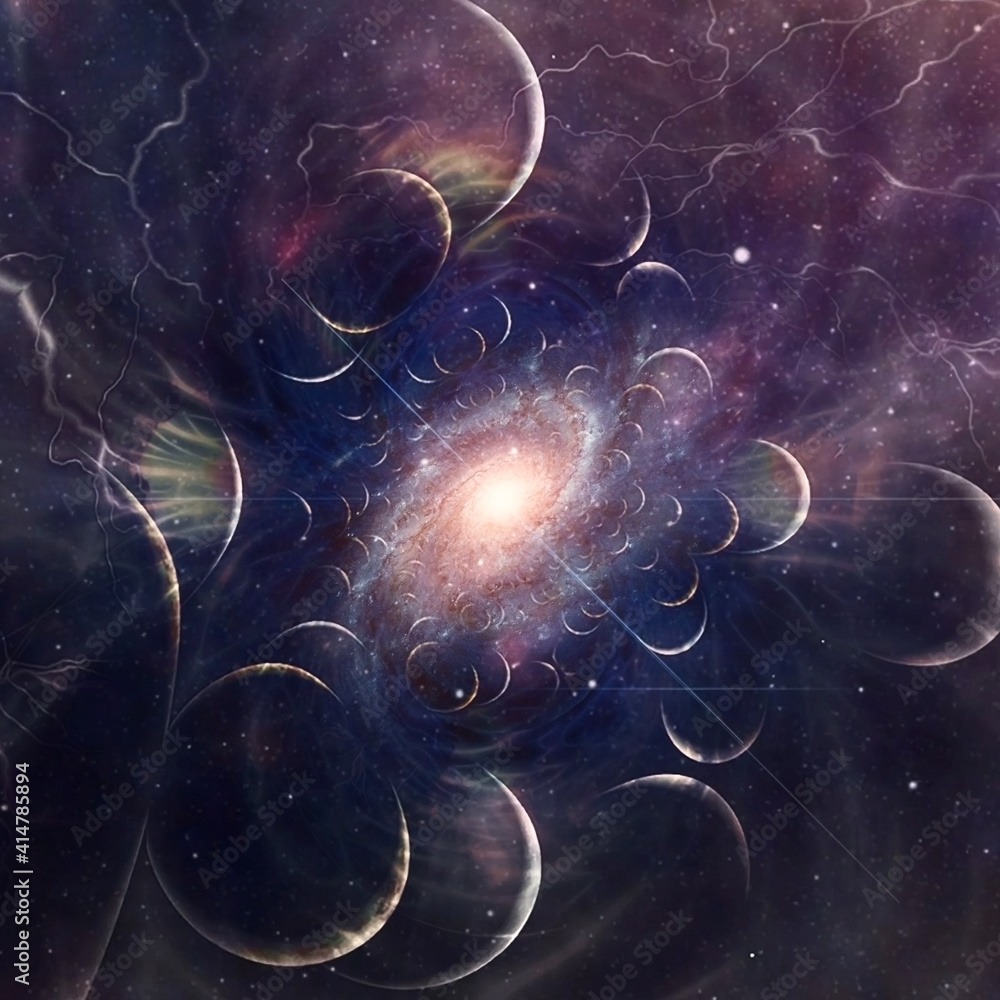 Poster deep space. 3d rendering