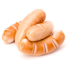 Roasted smoked sausages isolated on white background cutout